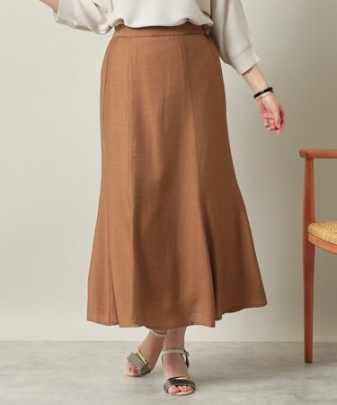【ウエストゴム／洗濯機OK】リネン混マーメイドスカート