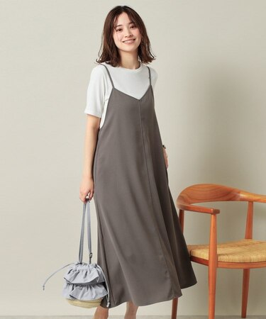 【手洗い可／無地・花柄】ジョーゼットキャミワンピ