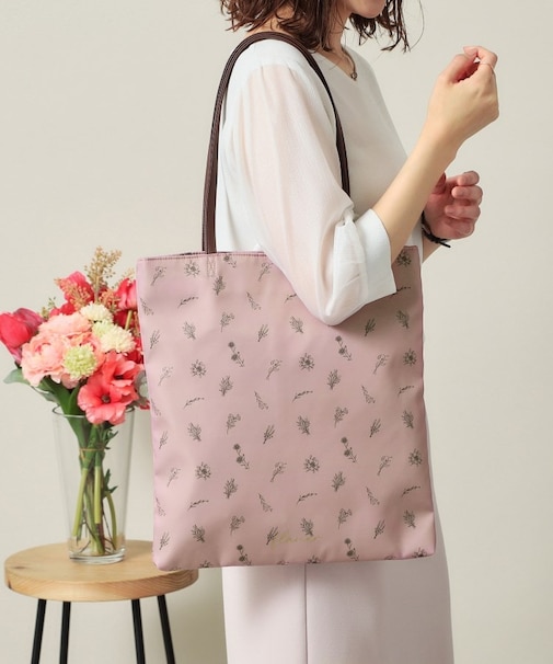 【A4対応】花柄薄マチトート