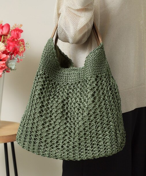 コード編みラウンドトート