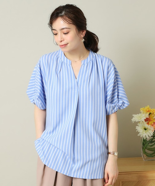 【UVケア/吸水速乾/洗濯機OK/冷感】麻調合繊チュニックブラウス＜ラク服シリーズ＞