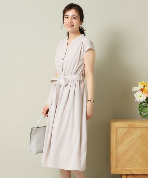 【UVケア／吸水速乾／洗濯機OK／洗濯後しわになりにくい】麻調合繊ワンピース＜ラク服シリーズ＞