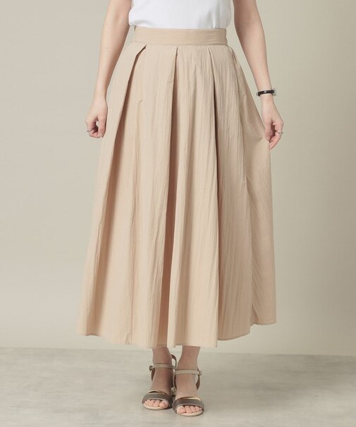 【撥水/洗濯機OK/ウエスト後ろゴム】タックスカート<旅服シリーズ>