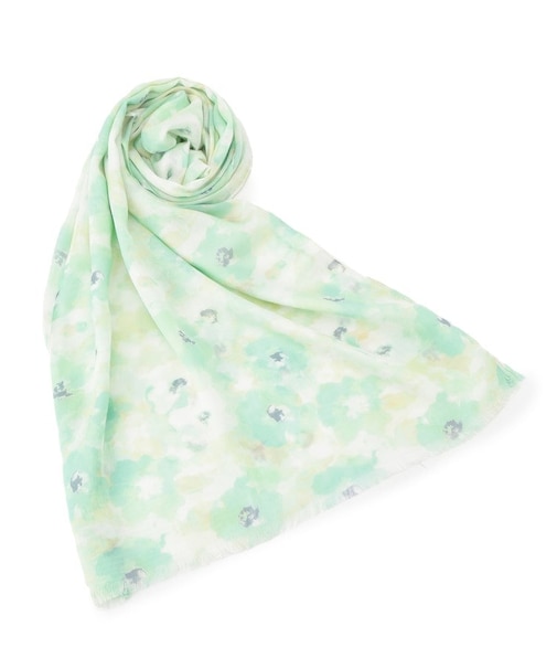 【UV／接触冷感／手洗い可】水彩花柄レーヨンストール