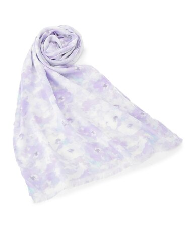 【UV／接触冷感／手洗い可】水彩花柄レーヨンストール