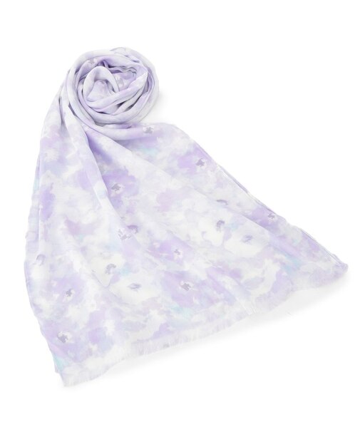 【UV／接触冷感／手洗い可】水彩花柄レーヨンストール