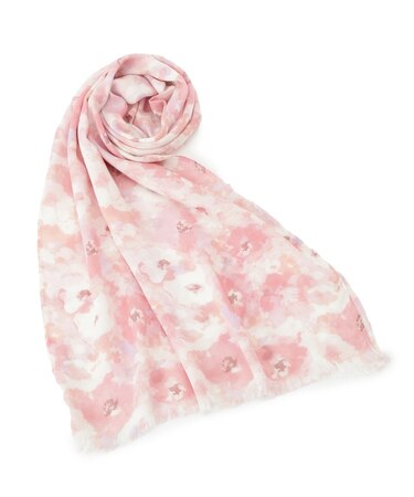 【UV／接触冷感／手洗い可】水彩花柄レーヨンストール