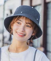 【サイズ調整可】パール調ペーパーベルハット