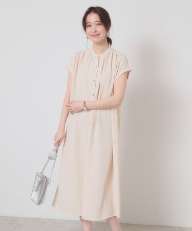 【接触冷感／吸水速乾／洗濯機OK】イージーケア前開きワンピース＜ラク服シリーズ＞