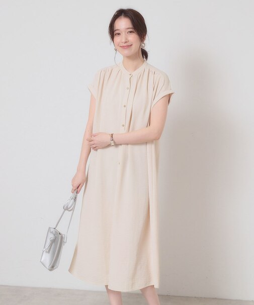 【接触冷感／吸水速乾／洗濯機OK】イージーケア前開きワンピース＜ラク服シリーズ＞