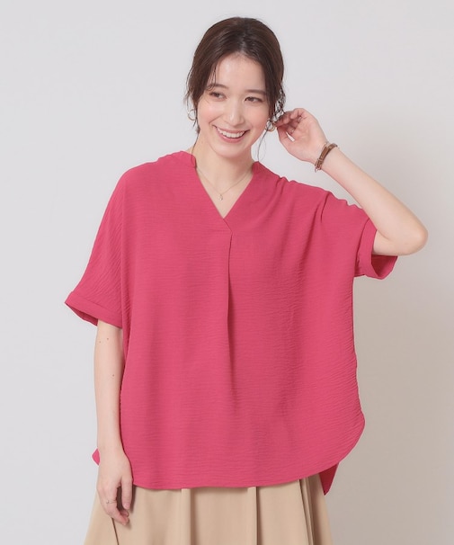 【接触冷感／吸水速乾／洗濯機OK】イージーケアスキッパーブラウス＜ラク服シリーズ＞