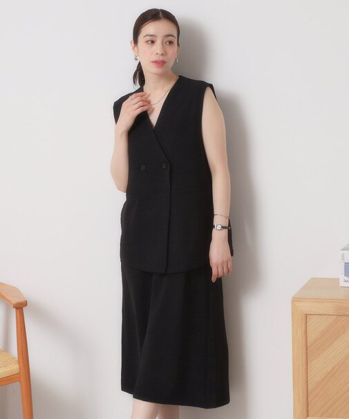 【接触冷感／吸水速乾／洗濯機OK／イージーケア】ジレ×キャミワンピースセット＜ラク服シリーズ＞