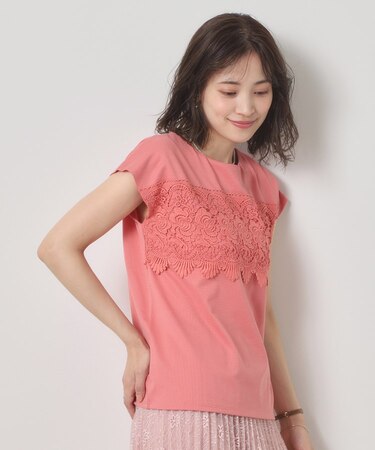 【吸水速乾／手洗い可／洗濯後しわになりにくい】カットミラノフロントレーストップス