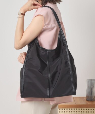 【A4対応／9ポケット】合皮パイピング多ポケトート