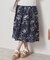 【清涼感／ウエスト後ろゴム／手洗い可】麻調花柄タックスカート