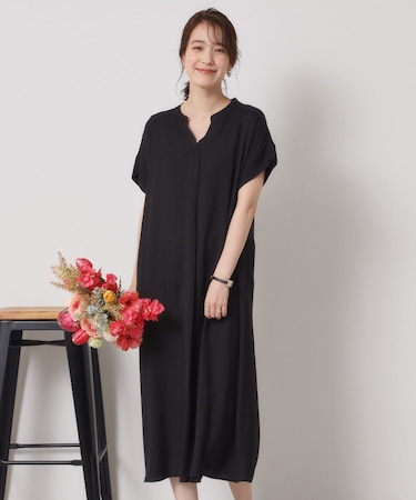 【接触冷感／手洗い可】強撚スラブスキッパーワンピース