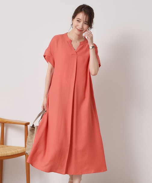 【接触冷感／手洗い可】強撚スラブスキッパーワンピース