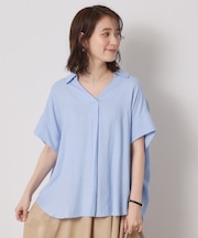 【接触冷感／手洗い可】強撚スラブスキッパーブラウス