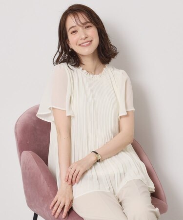 【手洗い可】プリーツブラウス