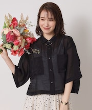 【手洗い可】シアーショート丈シャツ