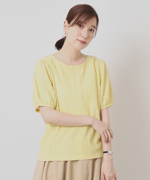 【手洗い可】レーシーふくれジャカードプルオーバー