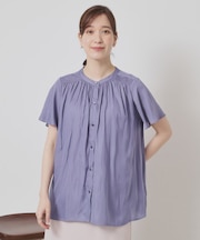 【手洗い可】サテンフレア袖ブラウス