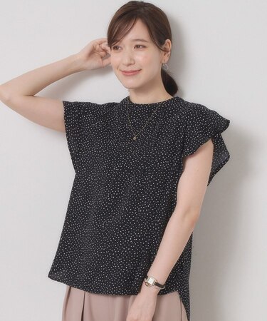 【接触冷感／手洗い可】フリル袖ブラウス