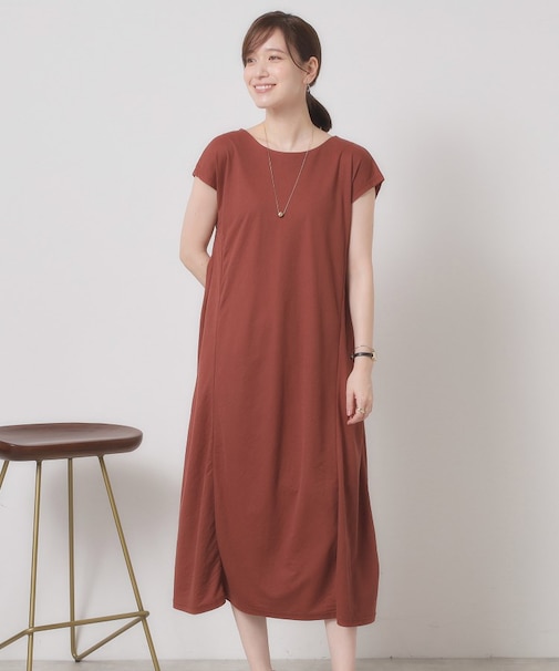 【接触冷感／洗濯機OK】カノコカットフレアワンピース