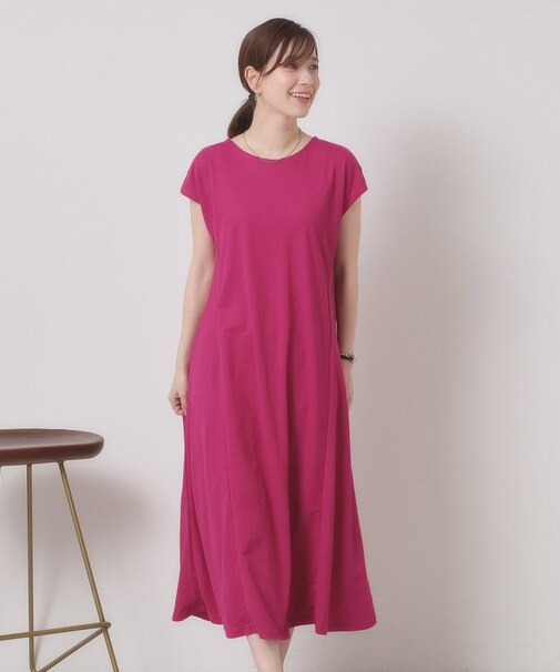 【接触冷感／洗濯機OK】カノコカットフレアワンピース