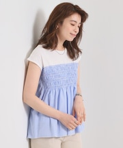 【手洗い可】ストライプビスチェ風トップス