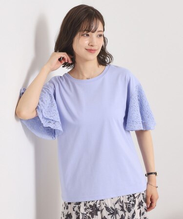 【手洗い可】袖フレアレースプルオーバー