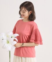 【手洗い可】袖フレアレースプルオーバー