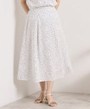 【UVカット／速乾／冷感／洗濯機OK／洗濯後しわになりにくい】麻調ストレッチタックスカート＜ラク服シリーズ＞