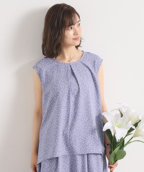 【UVカット／速乾／冷感／洗濯機OK／洗濯後しわになりにくい】麻調ストレッチタックブラウス＜ラク服シリーズ＞