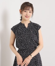 【UVカット／速乾／冷感／洗濯機OK／洗濯後しわになりにくい】麻調ストレッチ前開きブラウス＜ラク服シリーズ＞