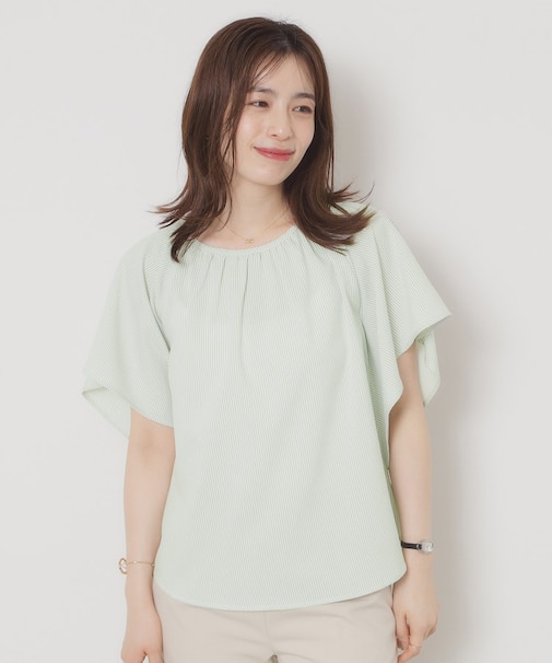 【清涼感／手洗い可】サッカーストライプブラウス