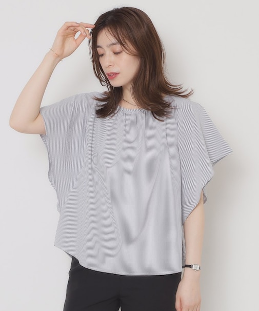 【清涼感／手洗い可】サッカーストライプブラウス