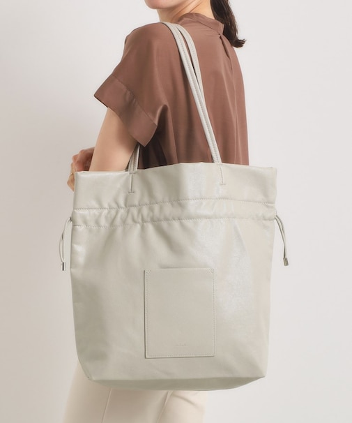 【軽量／A4対応】合皮巾着トート