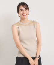 【手洗い可】シアー切替ニット