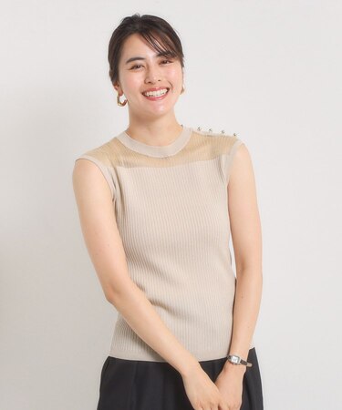 【手洗い可】シアー切替ニット