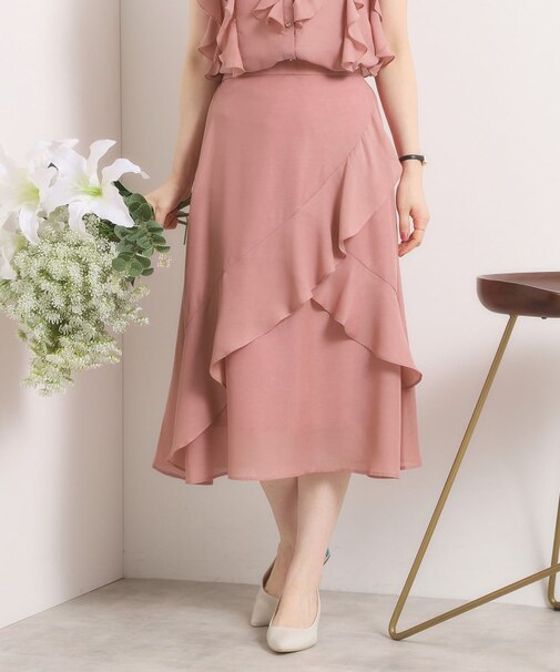 【手洗い可／セットアップ可】シアーフリルスカート