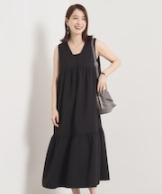 【洗濯機OK／ロングシーズン使える】ティアードVネックワンピース