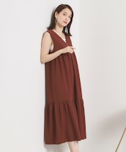 【洗濯機OK／ロングシーズン使える】ティアードVネックワンピース