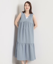 【洗濯機OK／ロングシーズン使える】ティアードVネックワンピース