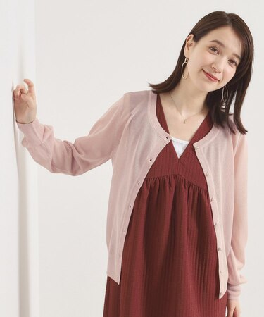 【手洗い可】ラメクルーカーディガン