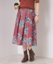 【手洗い可】花柄シャンタンスカート
