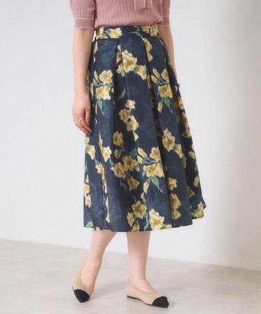 【手洗い可】花柄シャンタンスカート