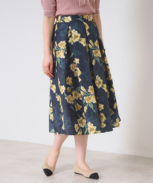 【手洗い可】花柄シャンタンスカート
