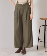 【手洗い可／セットアップ可】サス付きワイドパンツ