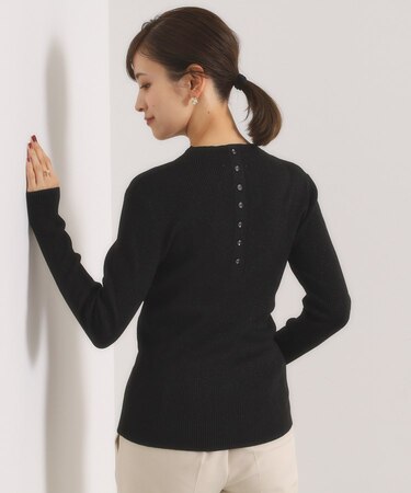 【手洗い可】ラメリブボトルネックニット